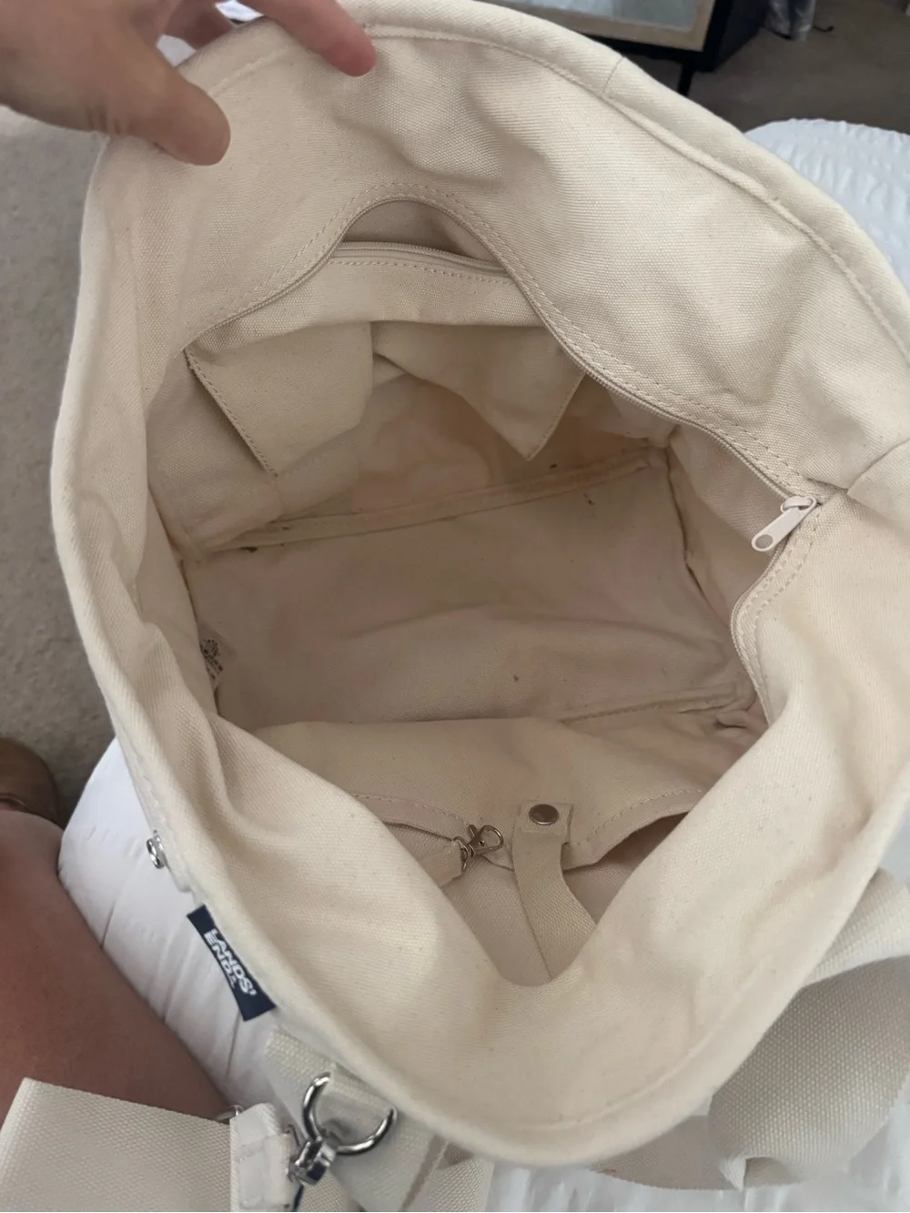 Lands' End Canvas Messenger Tote in Off-White